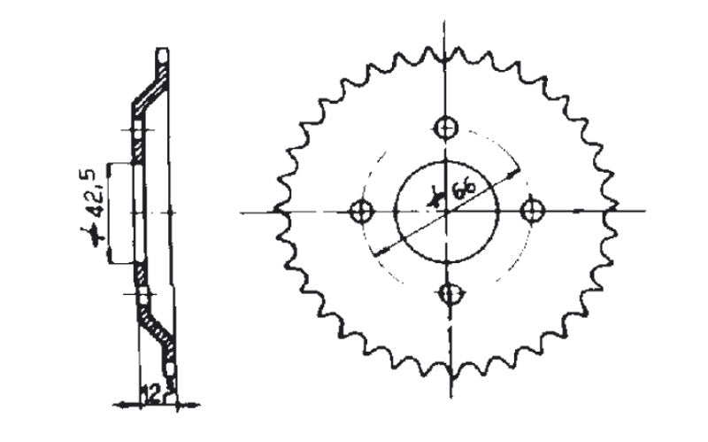 Tec-X Bakdrev 33 tänder (415) Solifer SM 81- / Suzuki SS1