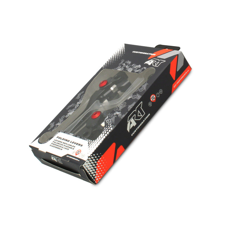 ART Foldable Levers Black/Red Screw by Pair Honda