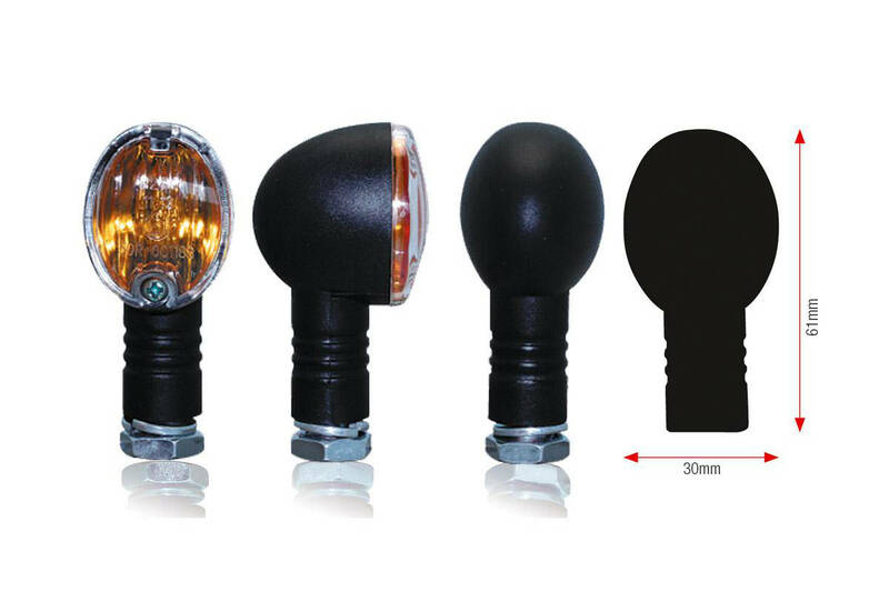 BIHR Basic Bulb Indicator Body Black / Lens Clear (Pair), Front & Rear