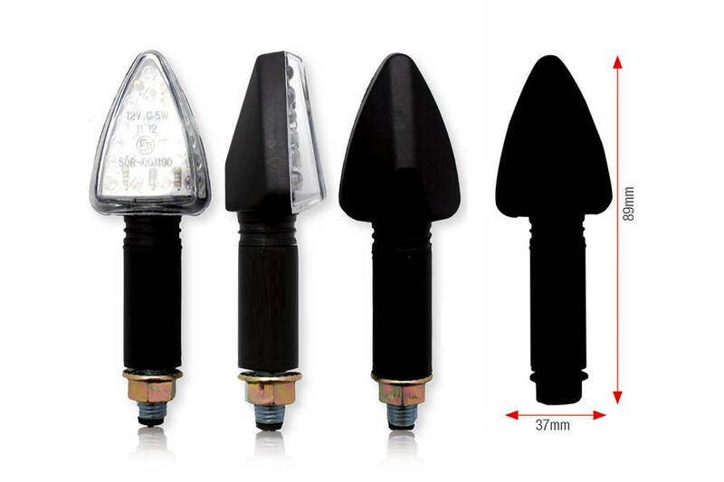 BIHR TRILEDS LED Indicator Body Black / Lens Clear (Pair), Front & Rear