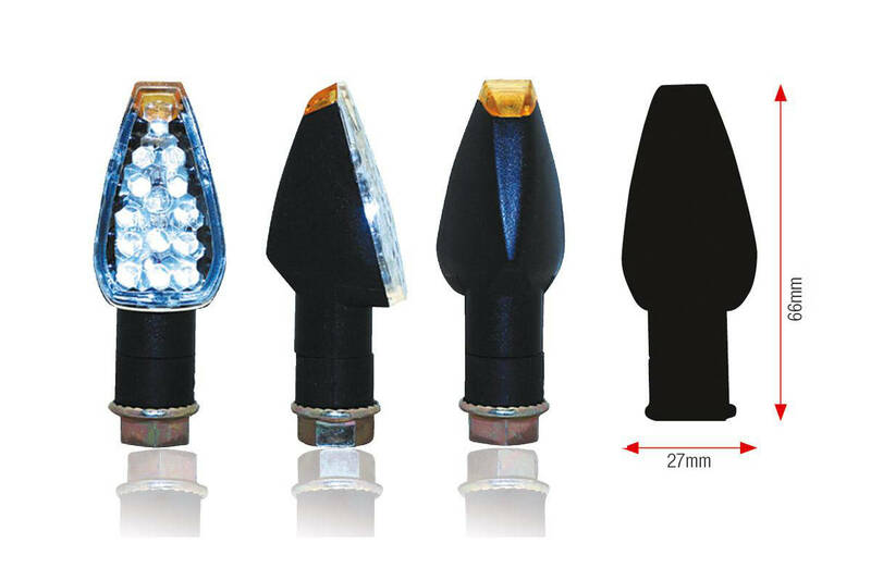 BIHR Design LED Indicator Body Black / Lens Clear (Pair), Front & Rear