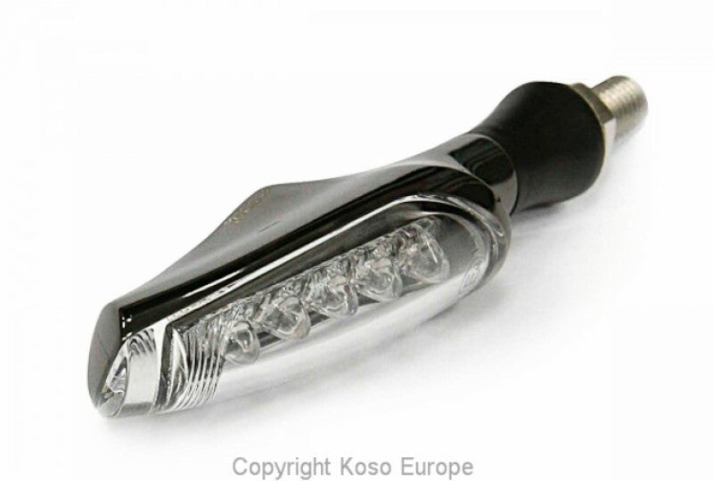 KOSO Unlimited LED Indicator Body Black / Lens Clear (1pc), Front & Rear