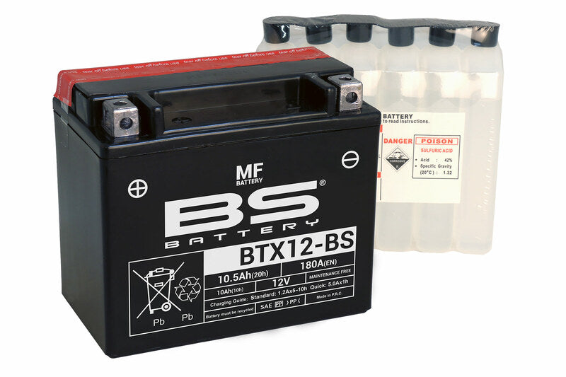 BS BATTERY Battery Maintenance Free with Acid Pack - BTX12-BS