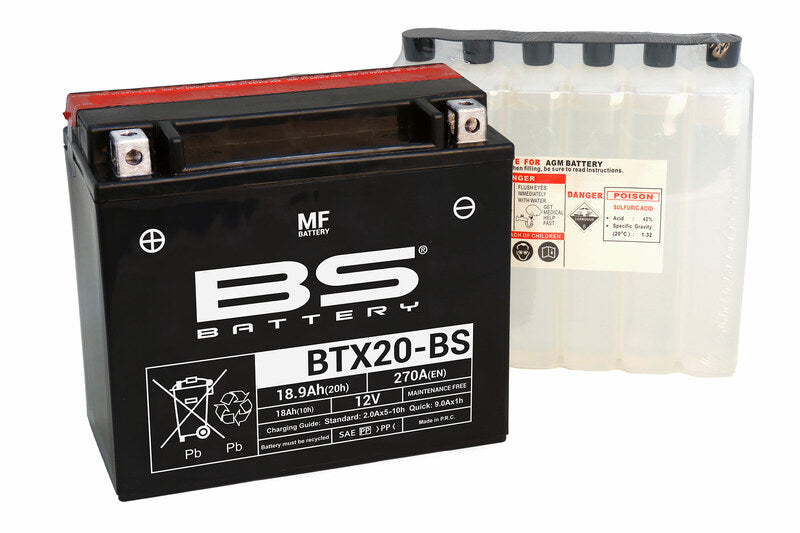 BS BATTERY Battery Maintenance Free with Acid Pack - BTX20-BS