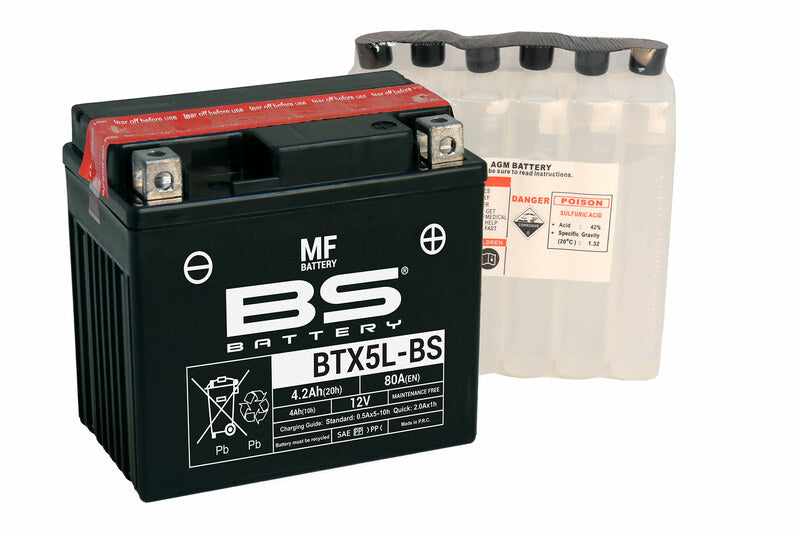 BS BATTERY Battery Maintenance Free with Acid Pack - BTX5L-BS