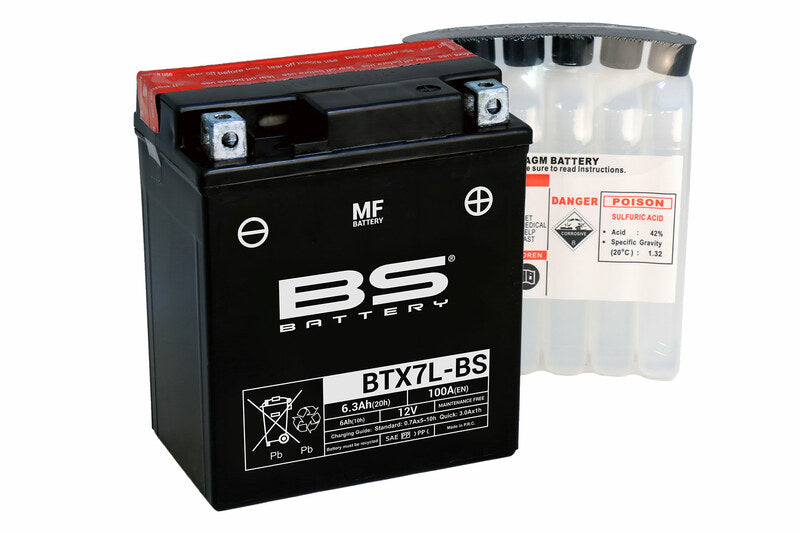 BS BATTERY Battery Maintenance Free with Acid Pack - BTX7L-BS