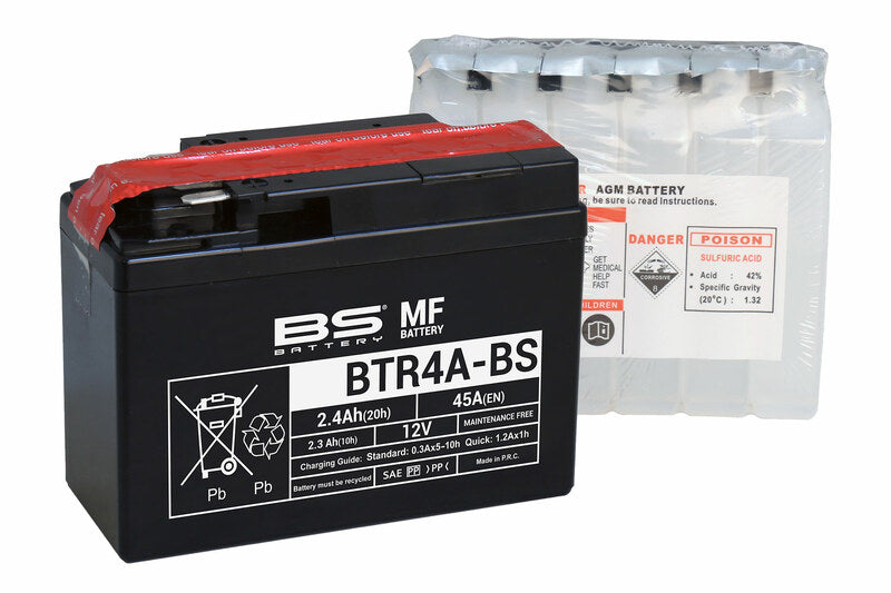 BS BATTERY Battery Maintenance Free with Acid Pack - BTR4A-BS