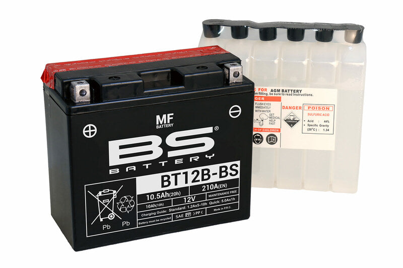 BS BATTERY Battery Maintenance Free with Acid Pack - BT12B-BS
