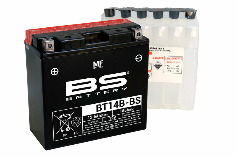 BS BATTERY Battery Maintenance Free with Acid Pack - BT14B-BS