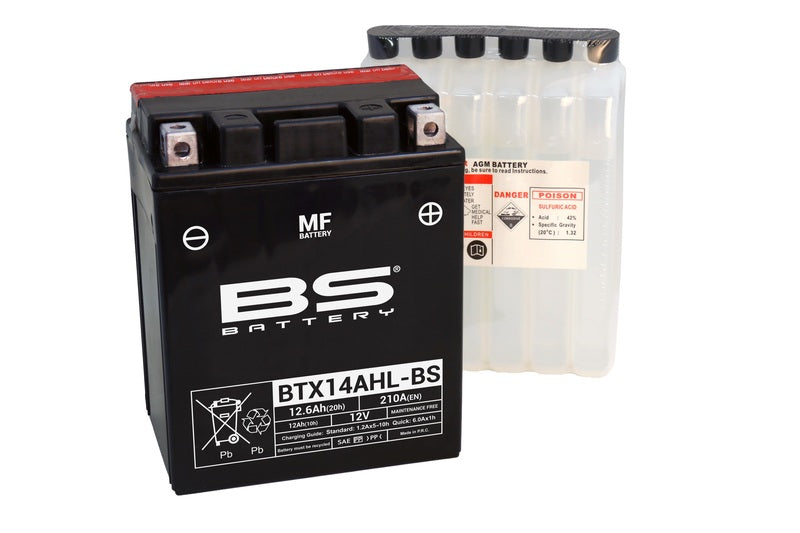 BS BATTERY Battery Maintenance Free with Acid Pack - BTX14AHL-BS