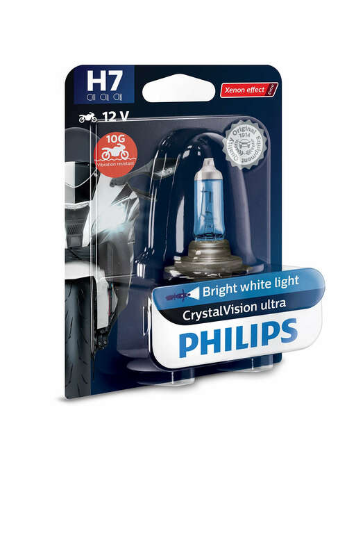 PHILIPS H7 CrystalVision Ultra Moto Light Bulb 12V/55W - x1