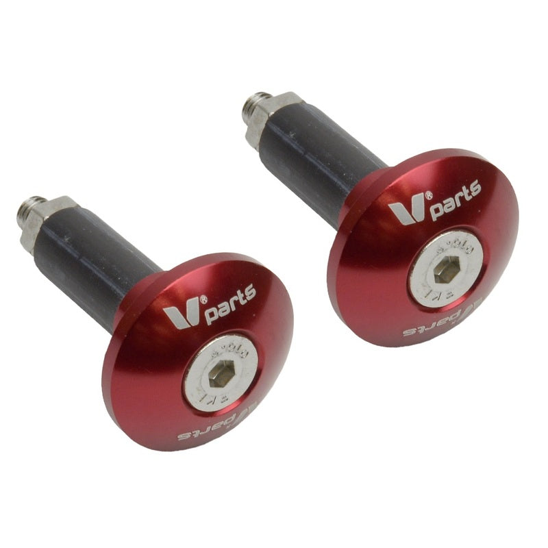 V PARTS Bar Ends Aluminum Ø12-18mm Red