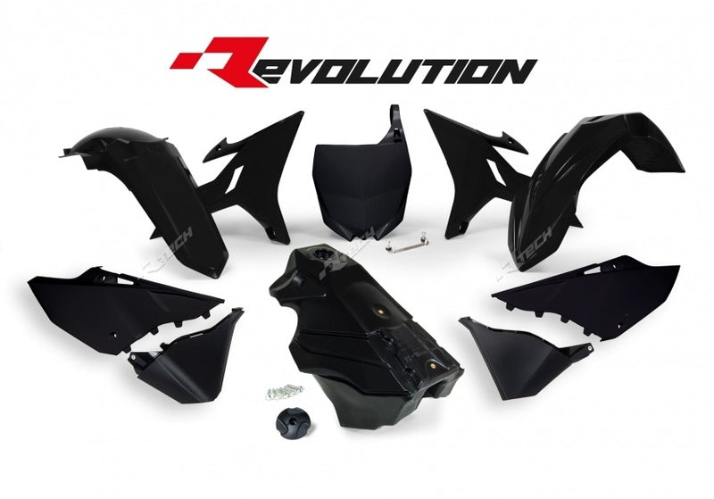 RACETECH Revolution Plastic Kit + Gas Tank Black Yamaha YZ125/250