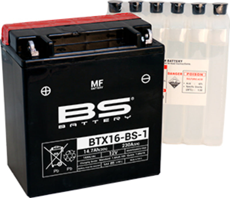 BS BATTERY Battery Maintenance Free with Acid Pack - BTX16-BS-1