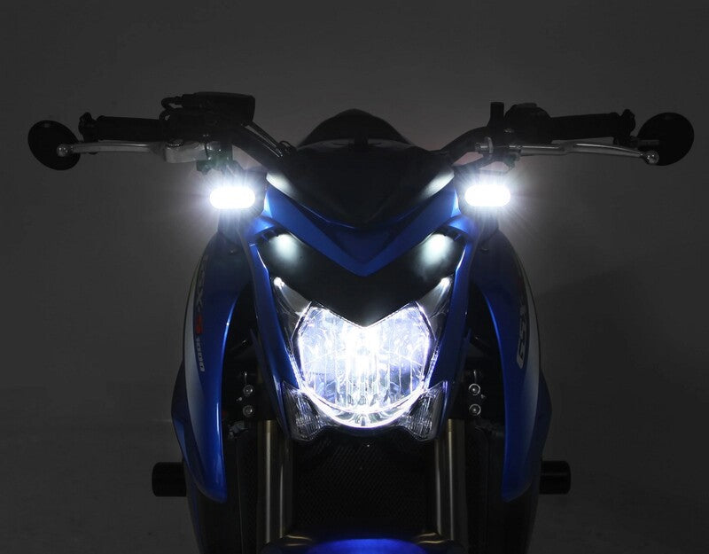 DENALI T3 Switchback M8 LED 2in1 Indicator DRL Combination Body Black / Lens Clear (Pair), Front