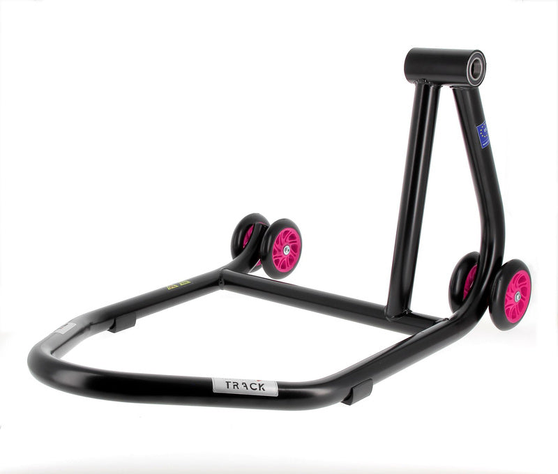 BIHR Home Track Right Single Arm Paddock Stand Matt Black Pink Wheels