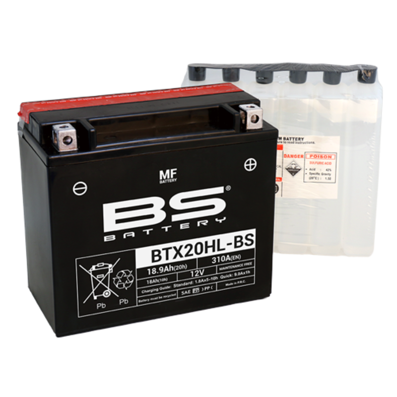 BS BATTERY Battery Maintenance Free with Acid Pack - BTX20HL-BS