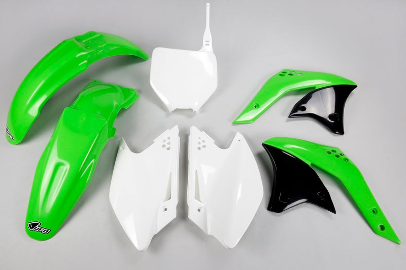 UFO Plastic Kit OEM Color Green/White Kawasaki KX250F