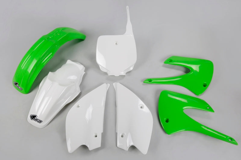 UFO Restyled Plastic Kit OEM Color (2013) Green/White Kawasaki KX85