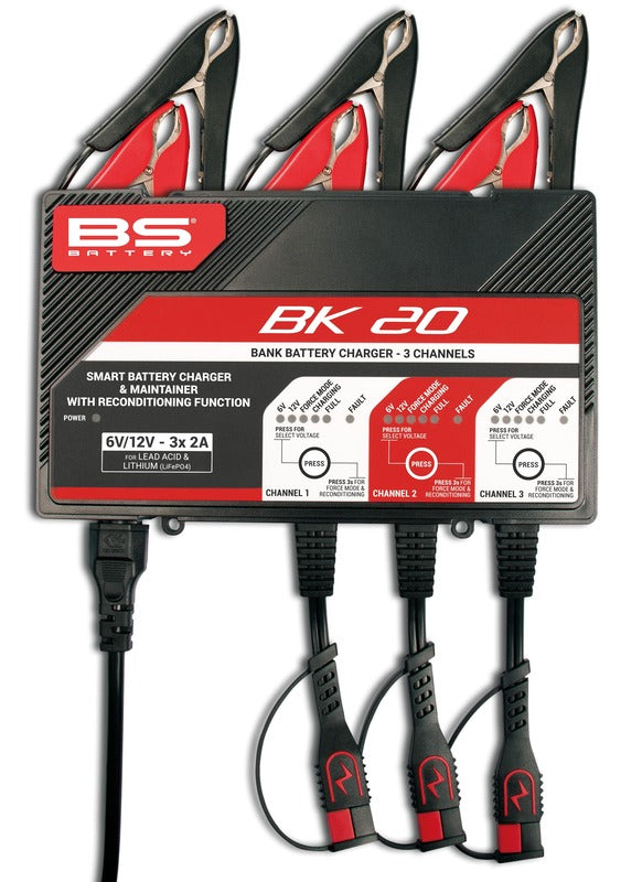 BS BATTERY BK20 Smart Battery Charger -6V/12V 3x2A