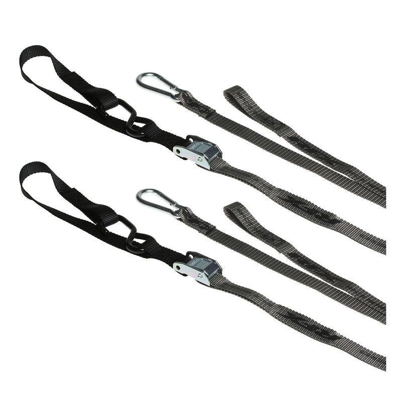 RFX Race Series Tie Downs with extra loop & carabiner clip - Grey/black