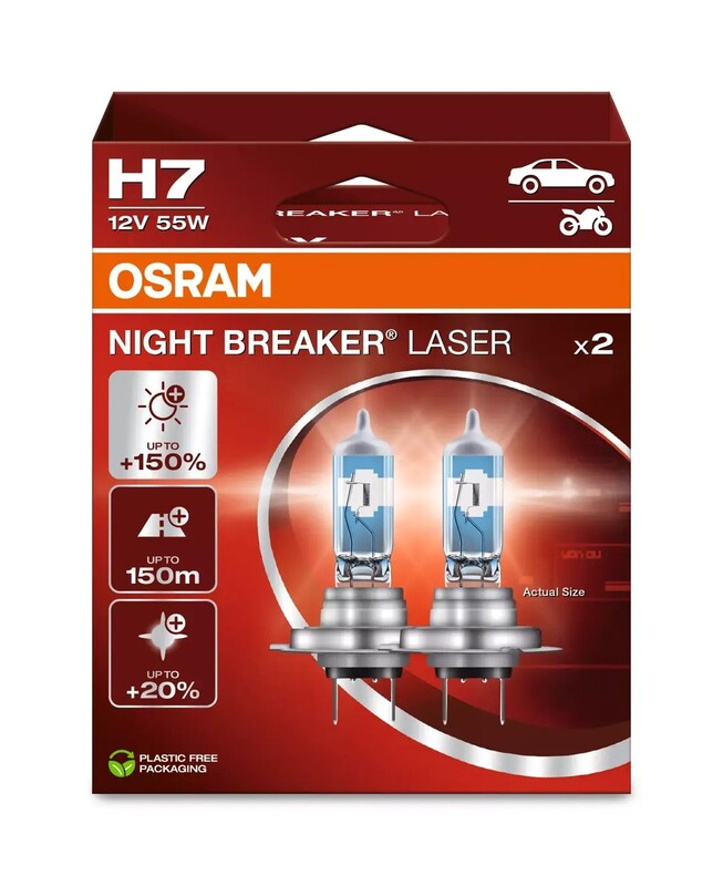 OSRAM H7 Night Breaker Laser Light Bulbs 12V 55W PX26d - by pair