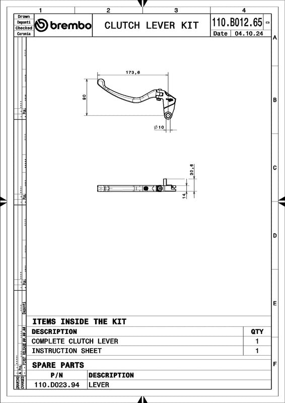 BREMBO UPGRADE RCS Style Clutch Lever