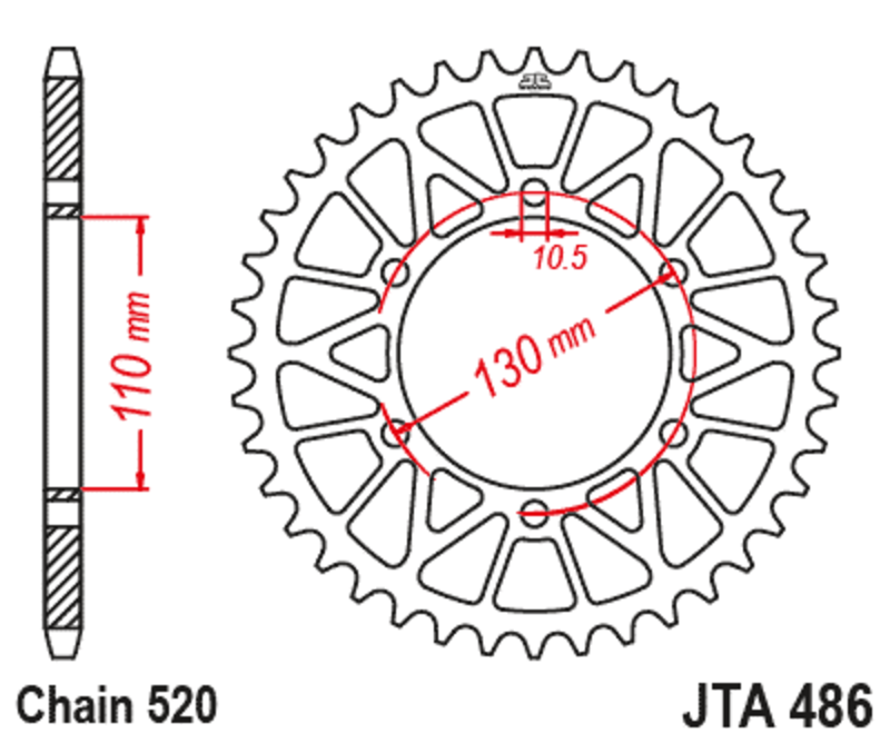 JT Chain kit 520 X1R3 - 14/43-106 - Alu Standard Rear Sprocket