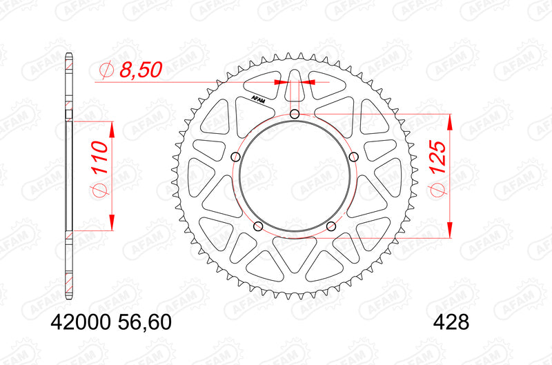 AFAM Chain Kit A428M 13/60 - Aluminium Rear Sprocket Type 42000