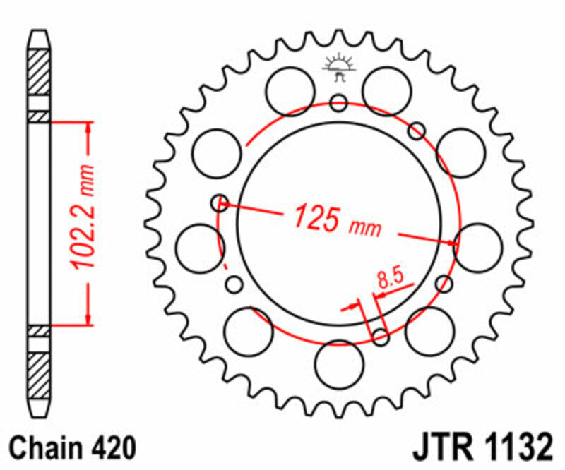 JT/JT Chain Kit 420HDR 11/53 Standard - Standard Rear Sprocket 1132