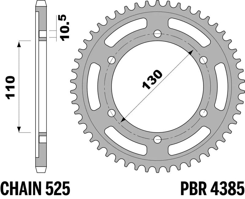 EK/PBR Chain kit 525 ZVX3 - 15/43-114 - Steel Standard Rear Sprocket