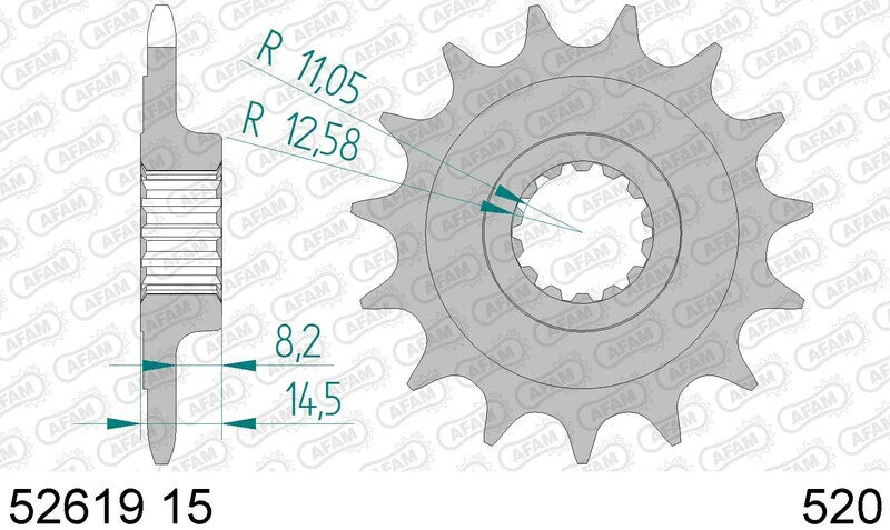 AFAM Chain Kit 520XHR2 15/43 Super-Reinforced - Standard Rear Sprocket