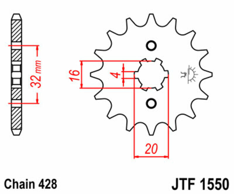 JT/JT Chain Kit 428HDR 15/52 Standard - Standard Rear Sprocket