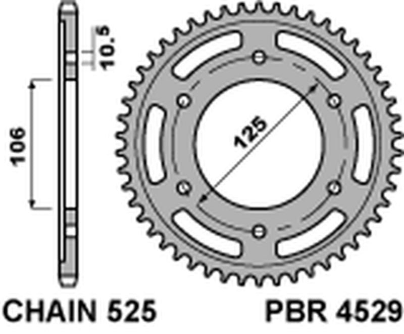 EK/PBR Chain kit 525 SRX2 - 16/46-118 - Steel Standard Rear Sprocket