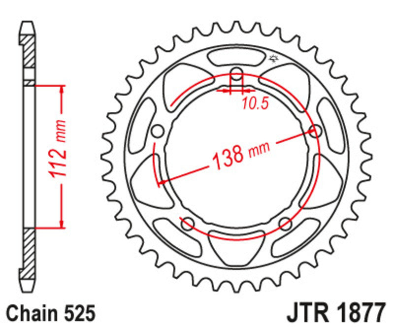 EK/JT Chain Kit 525ZVX3 16/45/120 - Standard Rear Sprocket