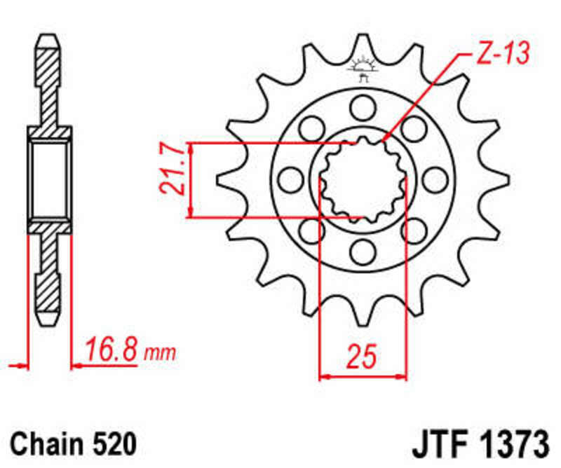 JT/JT Chain Kit 520HDS 17/38 Standard - Standard Rear Sprocket