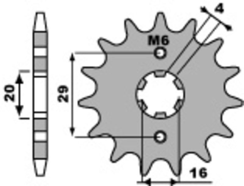 EK/PBR Chain kit 428 SR - 14/45-122 - Steel Standard Rear Sprocket
