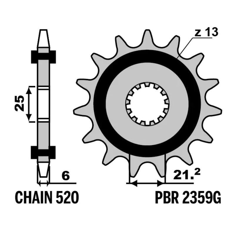 EK/PBR Chain kit 520 MVXZ2 - 15/46-118 - Steel Standard Rear Sprocket