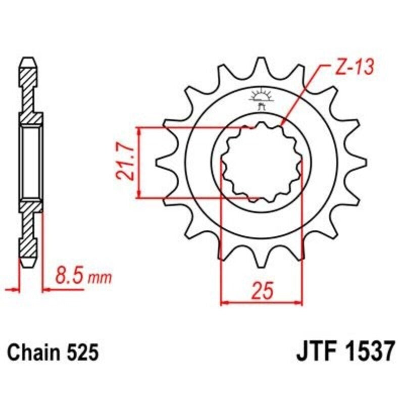 EK/JT Chain Kit 525ZVX3 15/44 - Standard Rear Sprocket