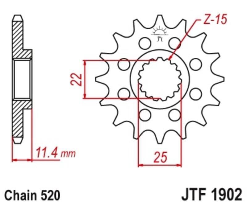 EK/JT Chain Kit 520ZVX3 16/41 - Standard Rear Sprocket