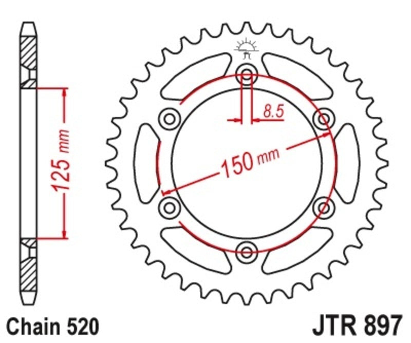 EK/JT Chain Kit 520MVXZ2 16/43 - Standard Rear Sprocket