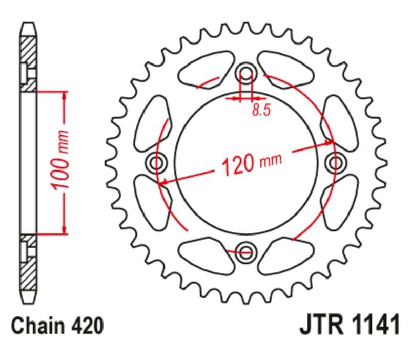 JT Chain kit 420 HDR - 11/60-138 - Steel Standard Rear Sprocket