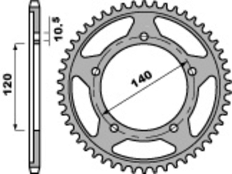 EK/PBR Chain kit 525 SRX2 - 16/48-114 - Steel Standard Rear Sprocket