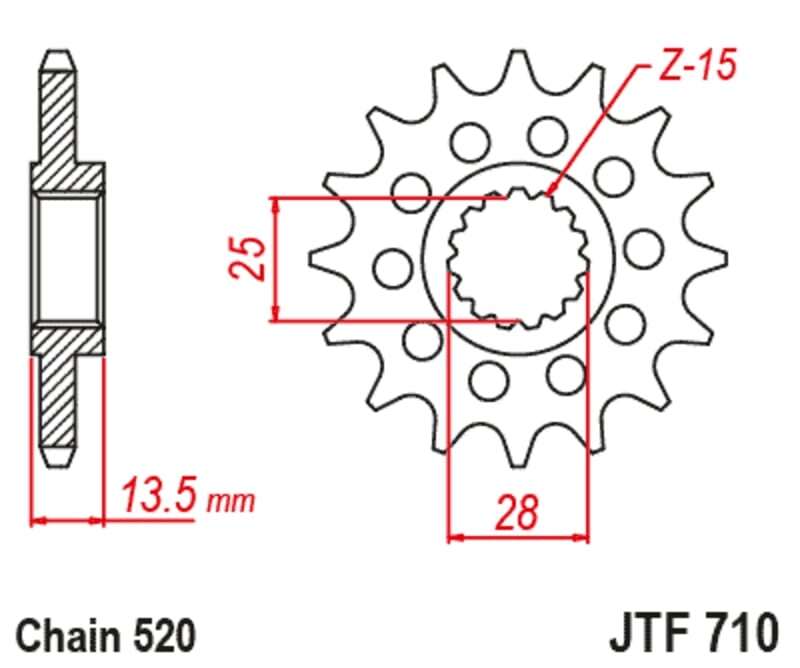 EK/JT Chain Kit 520ZVX3 16/43-110 - Standard Rear Sprocket