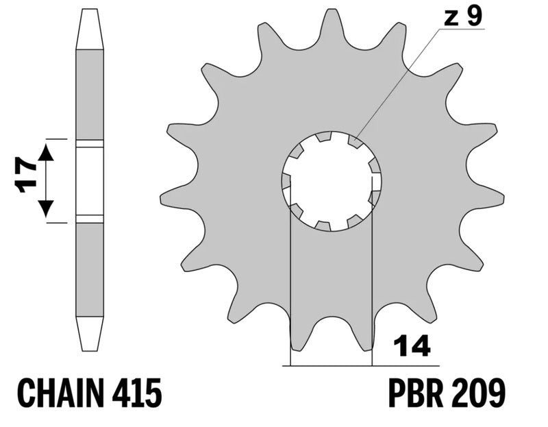 EK/PBR Chain kit 415 RR - 13/50-126 - Steel Standard Rear Sprocket