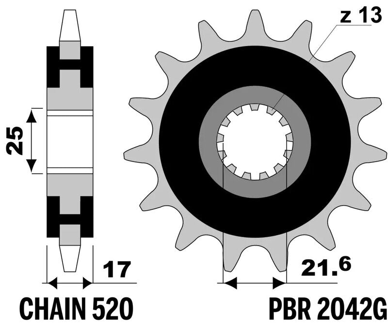 EK/PBR Chain kit 520 SROZ2 - 15/45-118 - Steel Standard Rear Sprocket