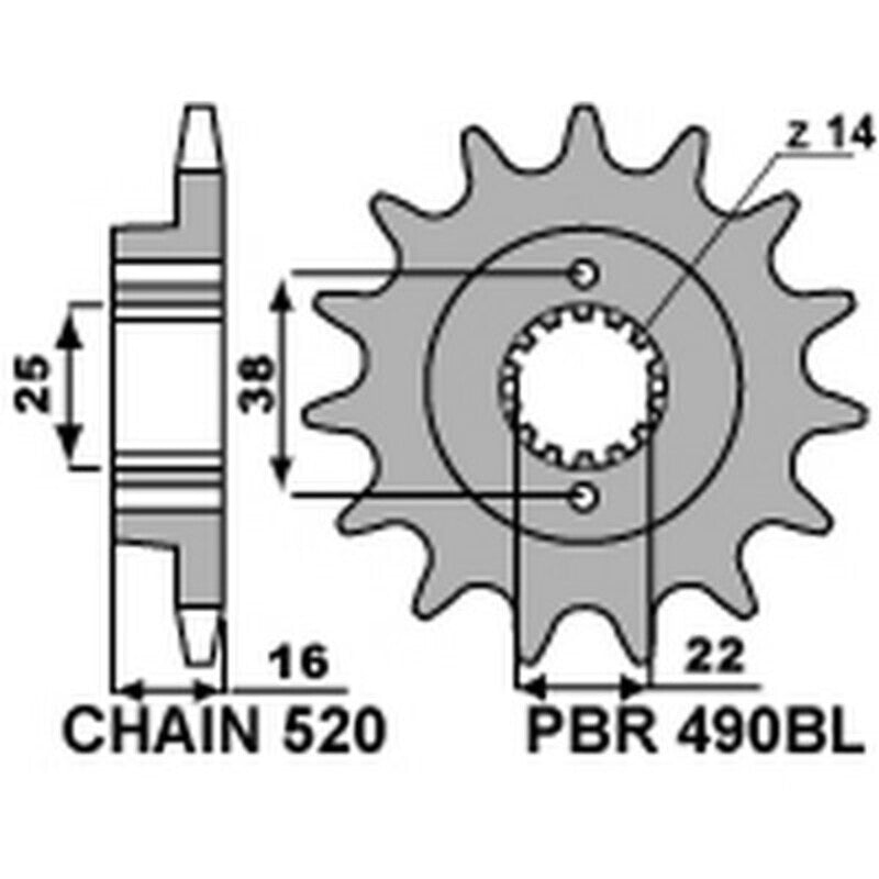 EK/PBR Chain kit 520 ZVX3 - 15/42-110 - Steel Standard Rear Sprocket
