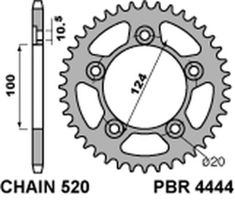 EK/PBR Chain kit 520 SRX2 - 15/42-110 - Steel Standard Rear Sprocket