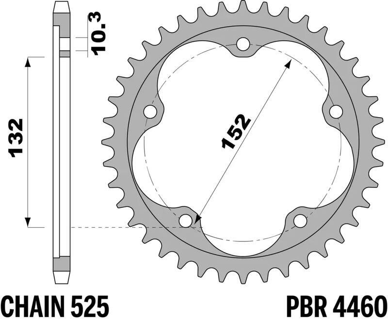 EK/PBR Chain kit 525 ZVX3 - 16/39-114 - Steel Reinforced Rear Sprocket
