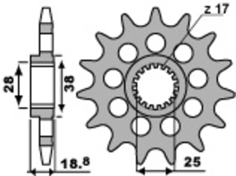 EK/PBR Chain kit 525 SRX2 - 20/47-120 - Steel Standard Rear Sprocket
